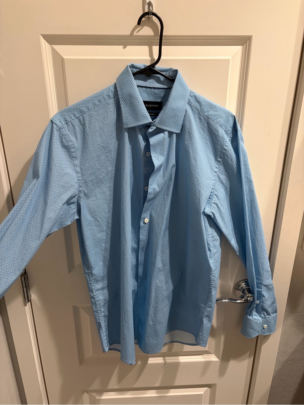 Bugatchi Light Blue Micro-Pattern Button-Down Shirt